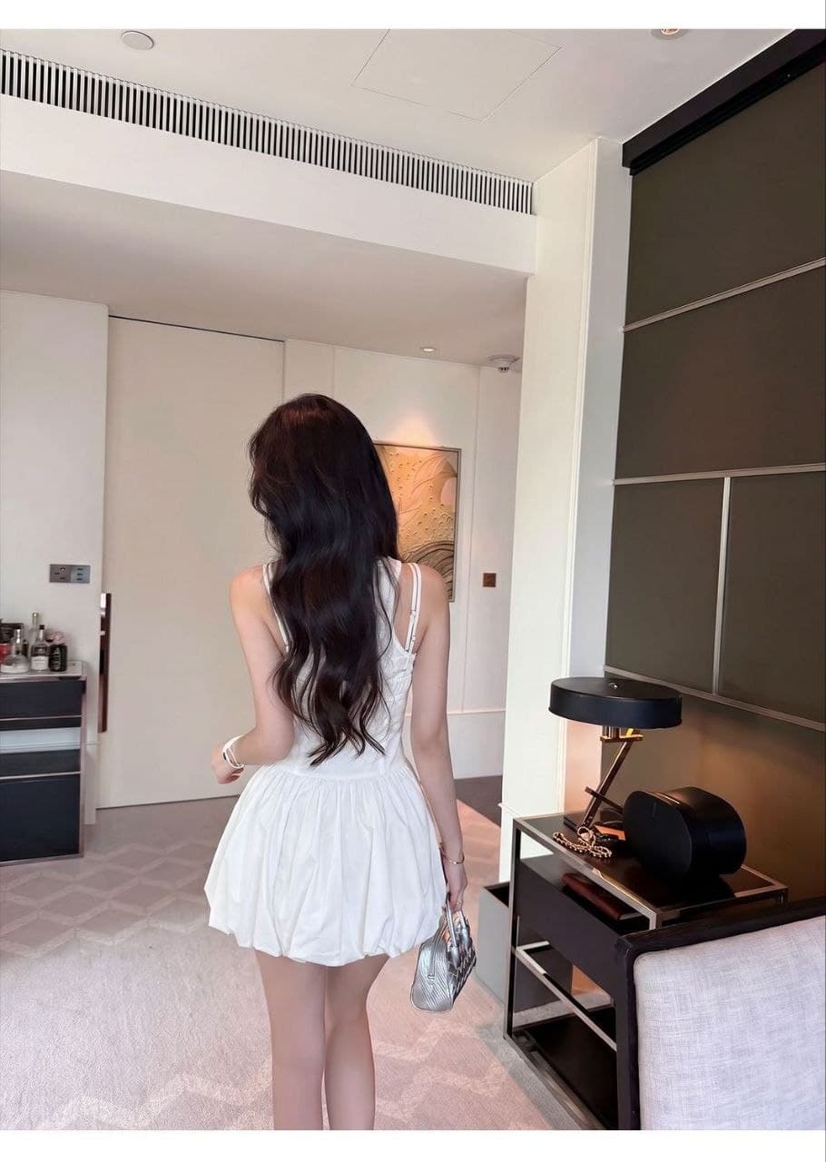 Set Outfit French Style Wanita | Tube Top Asimetris & Rok High Waist | Korean Chic Elegan 2in1Set Outfit Dress Korea Wanita | Tank Top & Mini Dress High Waist | Korean Sweet Style Elegan 2in1