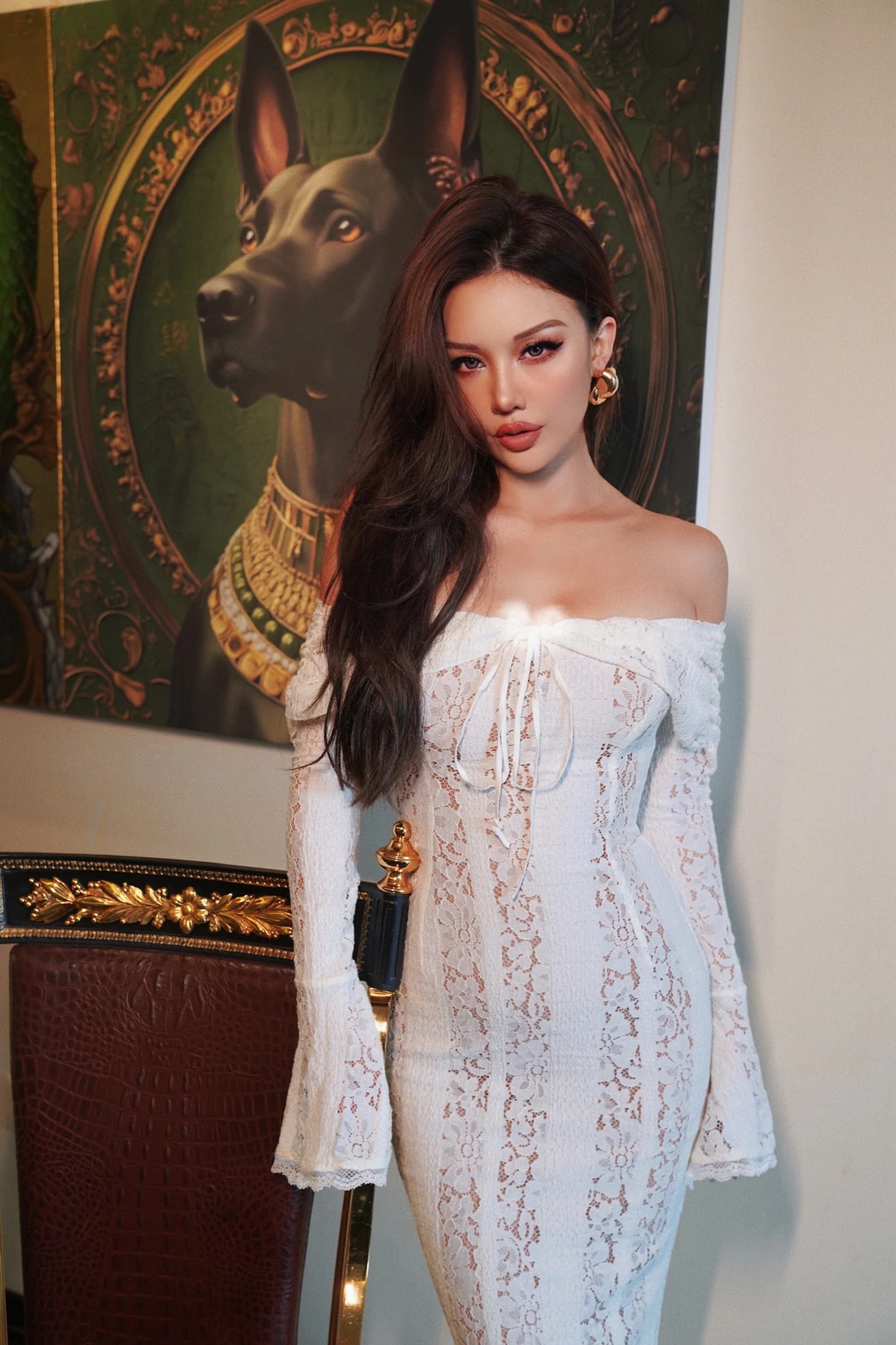 Dress Renda Off Shoulder Wanita | Mini Dress Bell Sleeve Slim Fit | Dress Elegan Korean Style