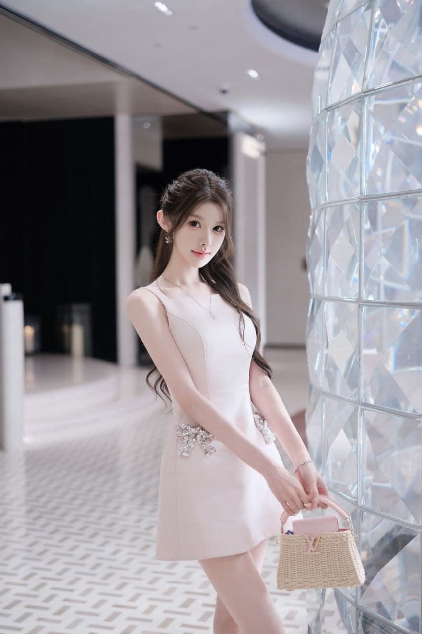 Dress Tali French Style Wanita | Mini Dress Pita Berlian High Waist | Korean Sweet & Elegant Style