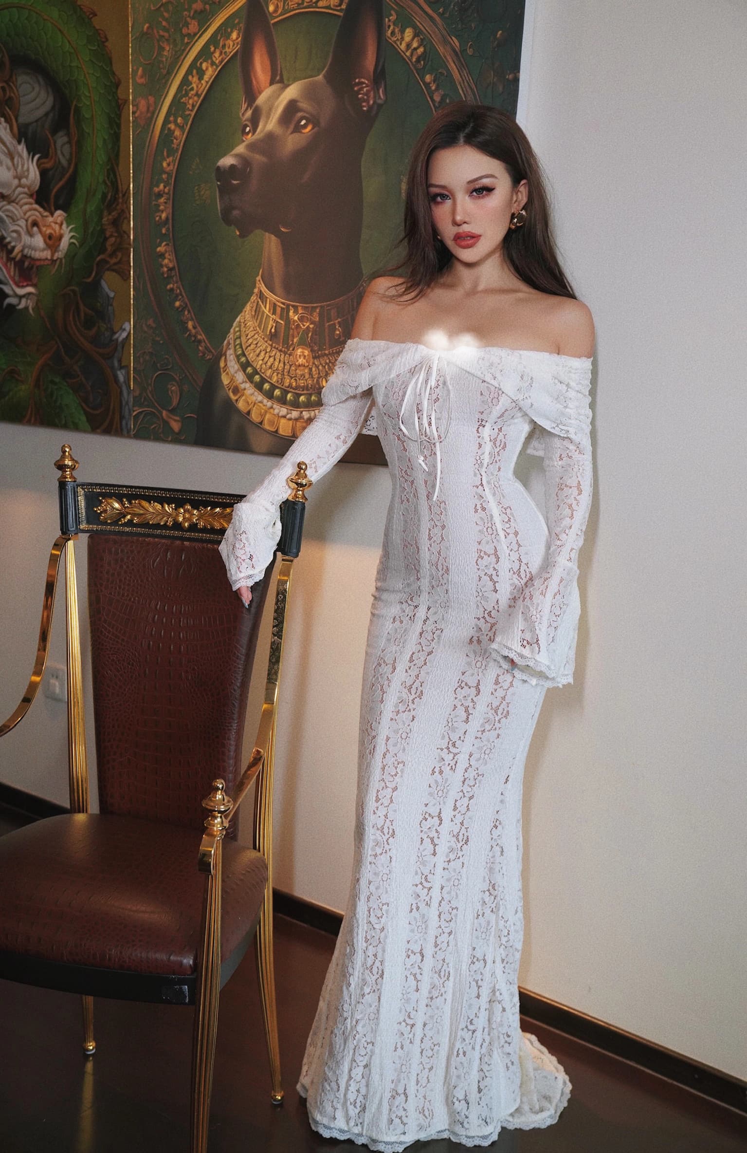 Dress Renda Off Shoulder Wanita | Mini Dress Bell Sleeve Slim Fit | Dress Elegan Korean Style