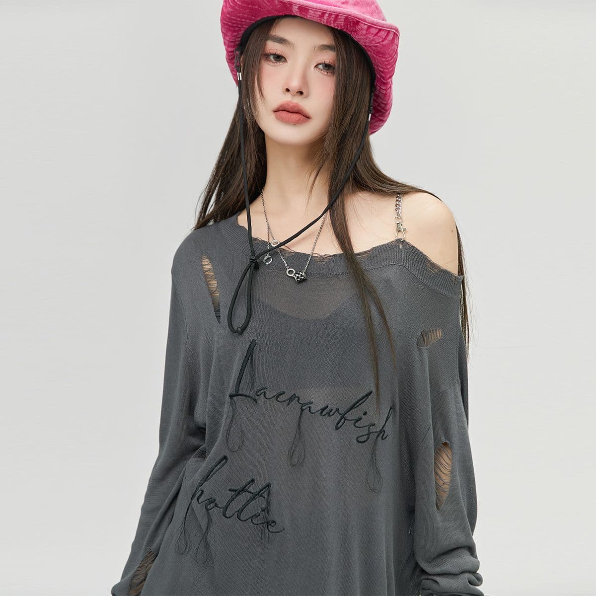 Dress Rajut Oversize Wanita Off Shoulder | Knit Dress Rantai Lepas Pasang | Sweater Dress Korean Style Kekinian