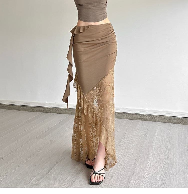 Rok Bodycon Renda Wanita Low Waist | Rok Midi Mermaid Vintage | Korean Chic Style Elegan