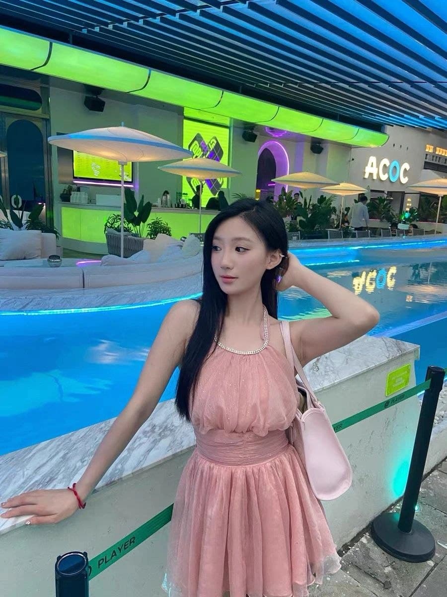 Dress Mini Halter Wanita | Dress A-Line High Waist Sleeveless | Korean Sweet Princess Style