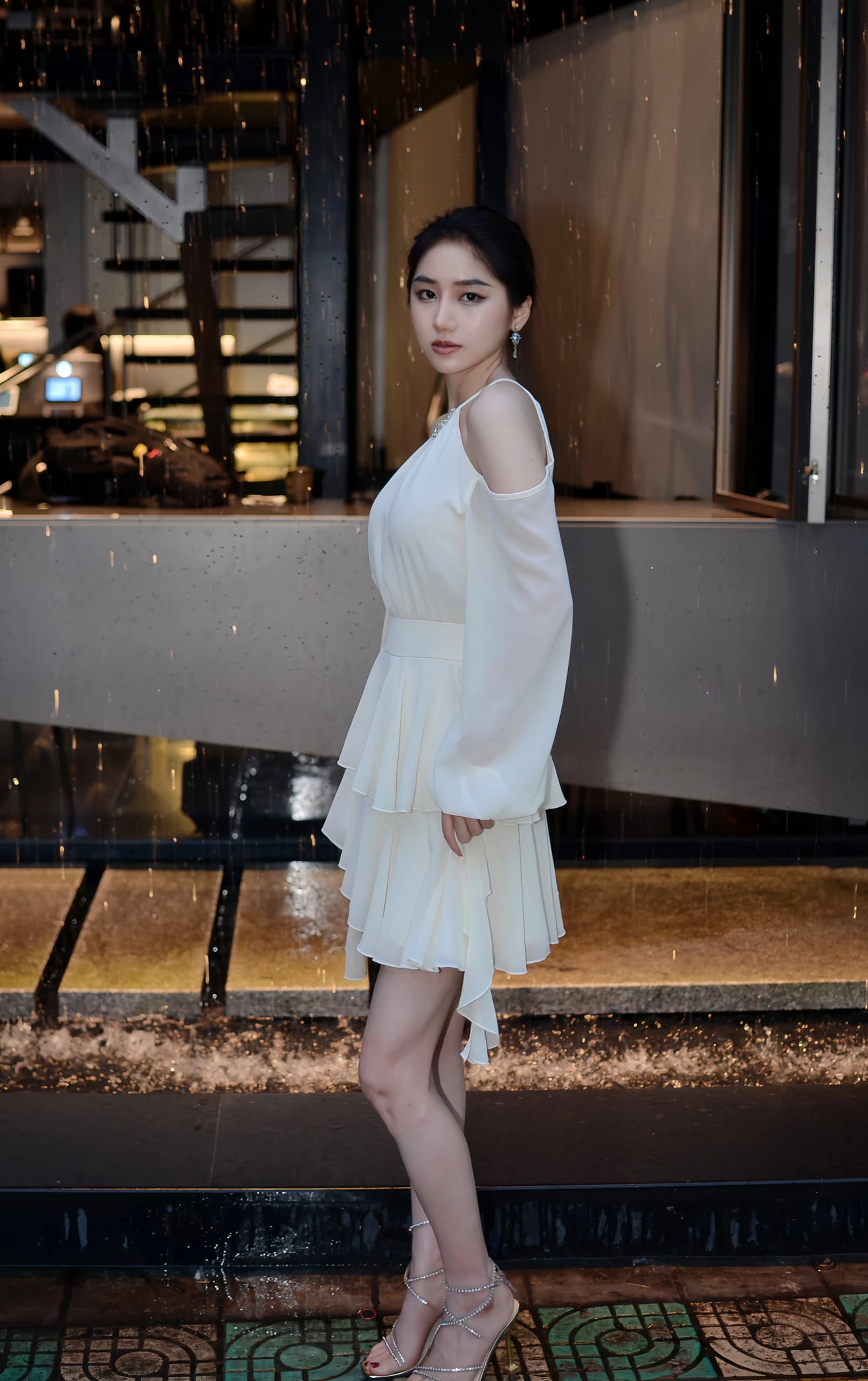 Dress Off Shoulder Wanita Chiffon | Mini Dress Lengan Panjang Ruffle | Dress Slim Fit Elegan Korean Style