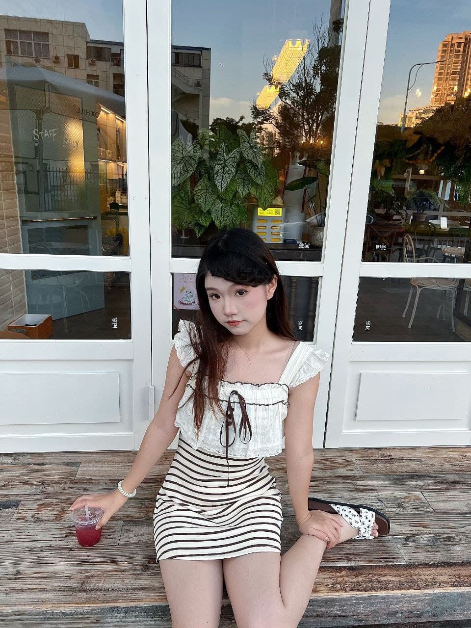 Dress Mini Korean Sweet Style | Dress Stripe Ruffle Slim Fit | Dress Cute High Waist Elegan
