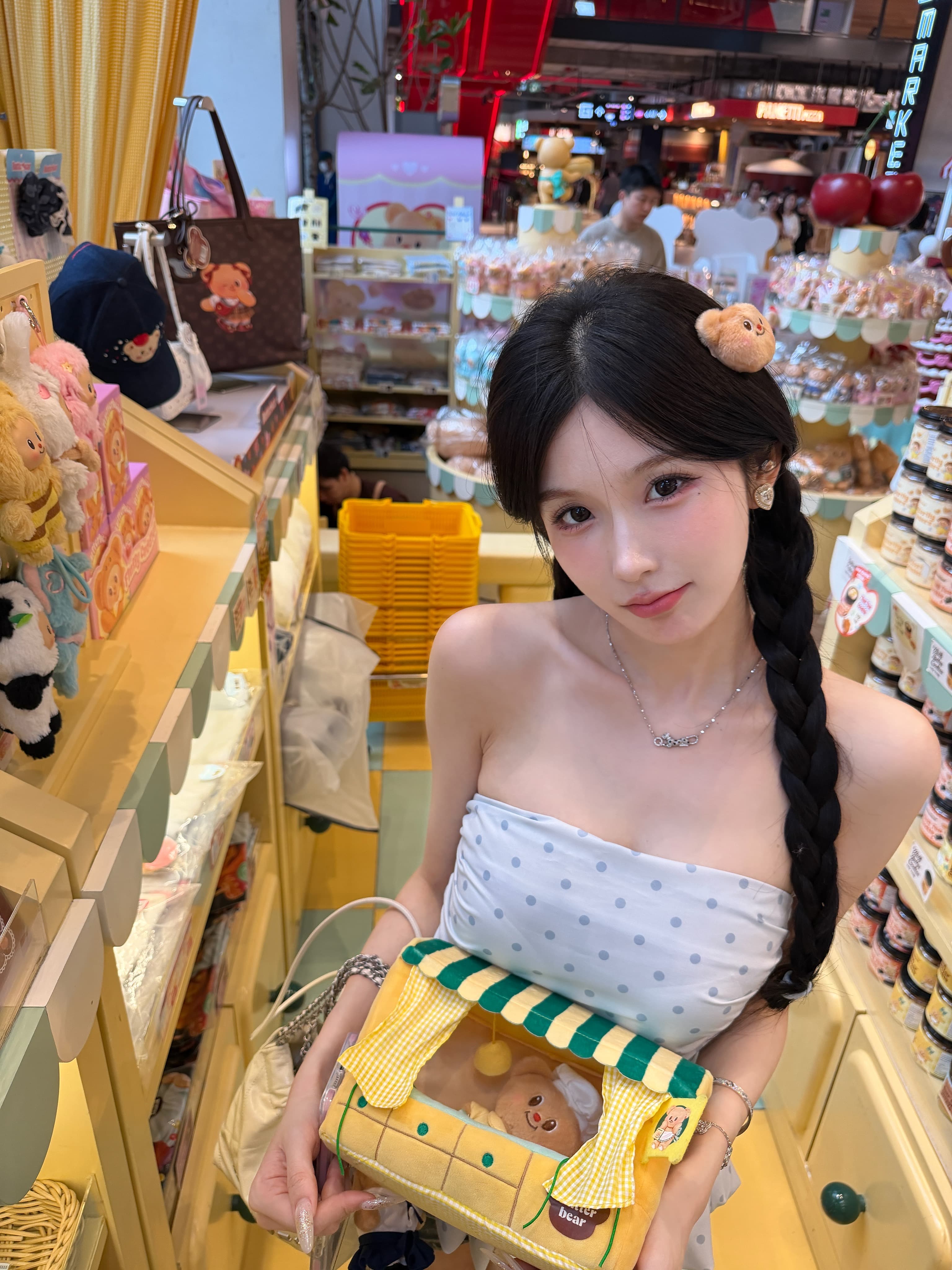 Atasan Tube Top Polkadot Biru Wanita | Bustier French Style dengan Ruffle Layer | Crop Top Elegan Kekinian