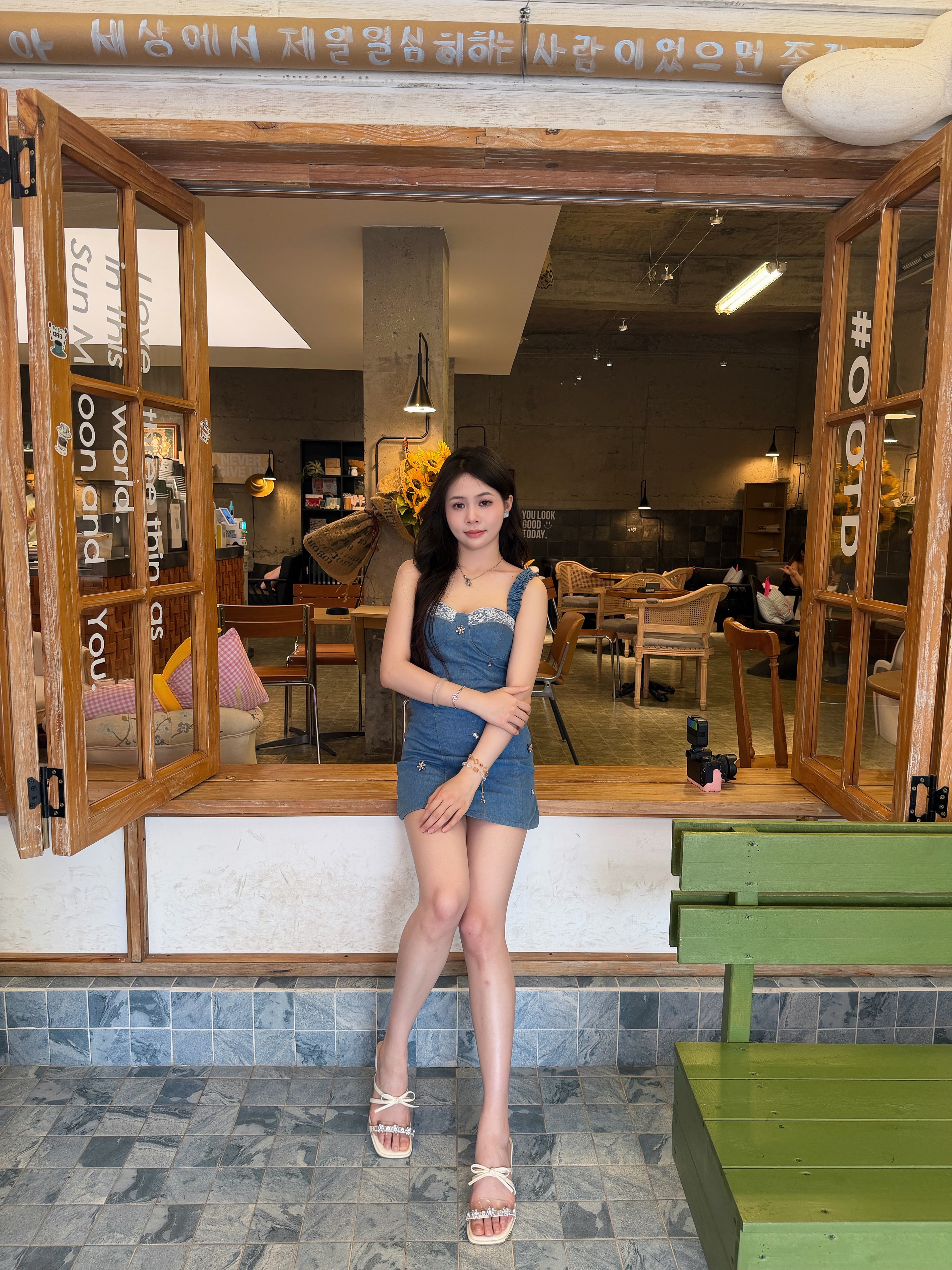 Dress Denim Mini Wanita Korean Style | Dress Sabrina Tali Spaghetti Slim Fit | Mini Dress Jeans Kekinian