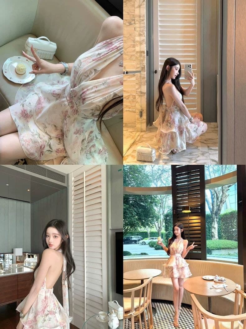Dress Halter Wanita Motif Floral Ruffle Slim Fit Summer Dress Liburan Korean Style