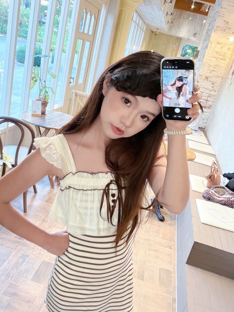 Dress Mini Korean Sweet Style | Dress Stripe Ruffle Slim Fit | Dress Cute High Waist Elegan