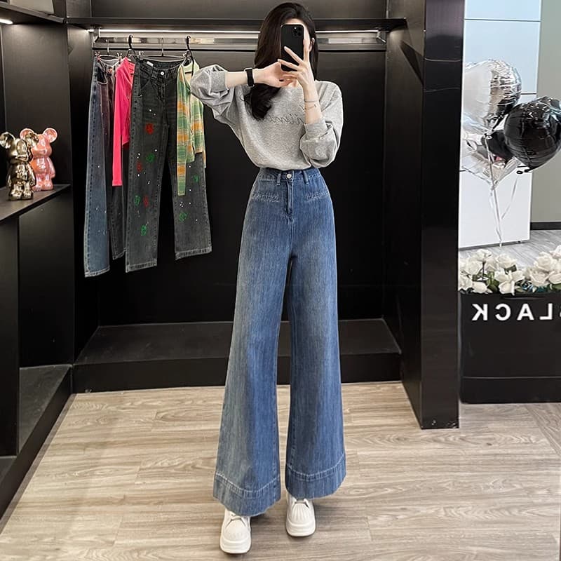 Celana Jeans Wide Leg Wanita High Waist | Denim Vintage Loose Fit | Celana Panjang Baggy Kekinian