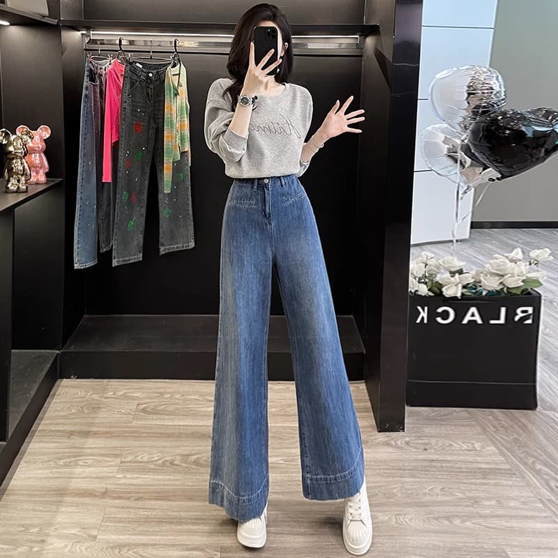 Celana Jeans Wide Leg Wanita High Waist | Denim Vintage Loose Fit | Celana Panjang Baggy Kekinian