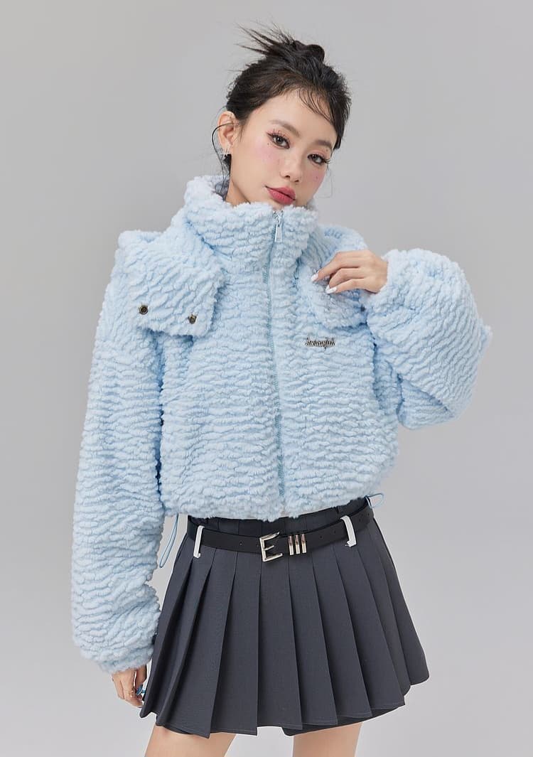 Jaket Bulu Pendek Wanita | Furry Jacket Soft Cloud Premium | Outer Hangat Korean Style Lucu