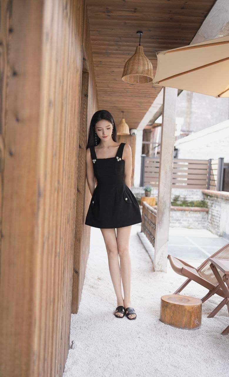 Dress Overall Wanita Motif Bunga Elegan Gaya Korea, Tweed, Pinggang Ramping, Model Terbaru Musim Panas 2026