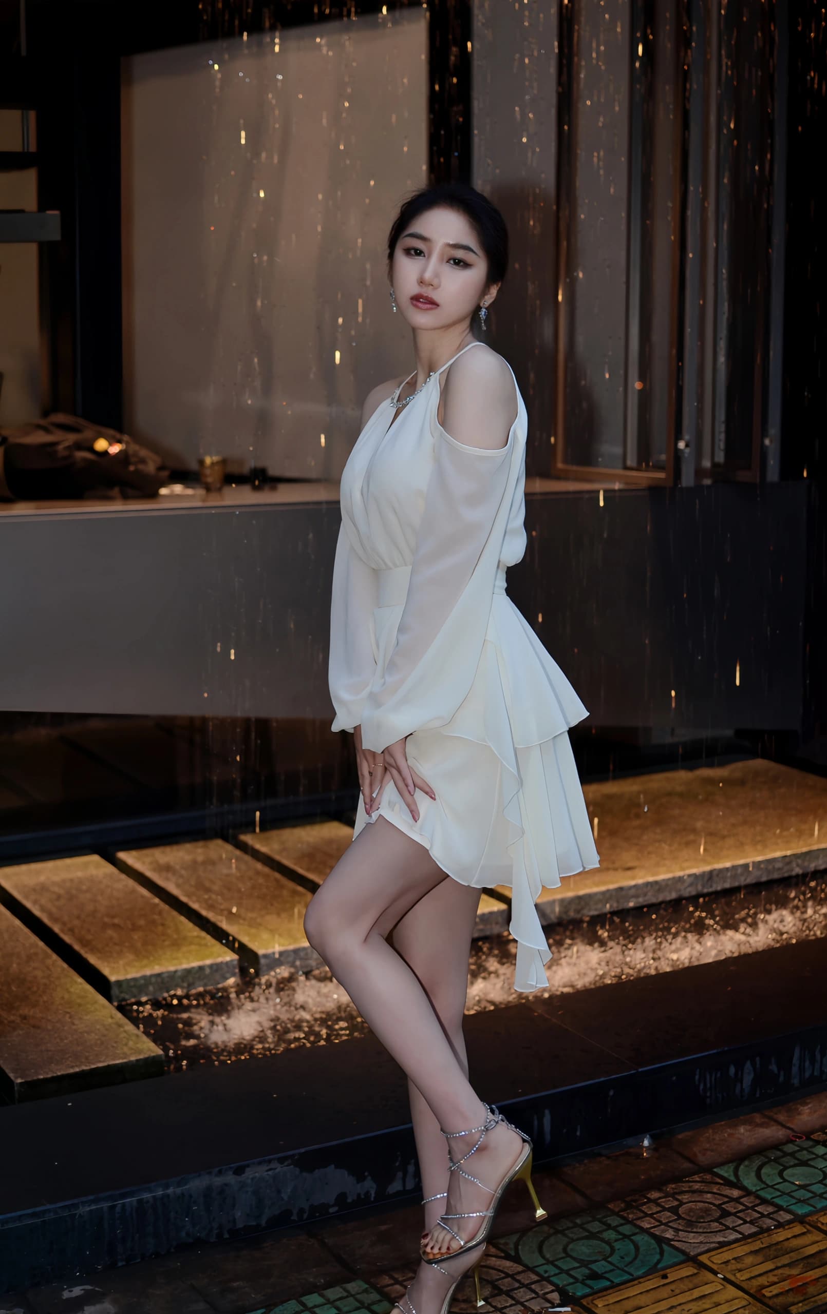 Dress Off Shoulder Wanita Chiffon | Mini Dress Lengan Panjang Ruffle | Dress Slim Fit Elegan Korean Style