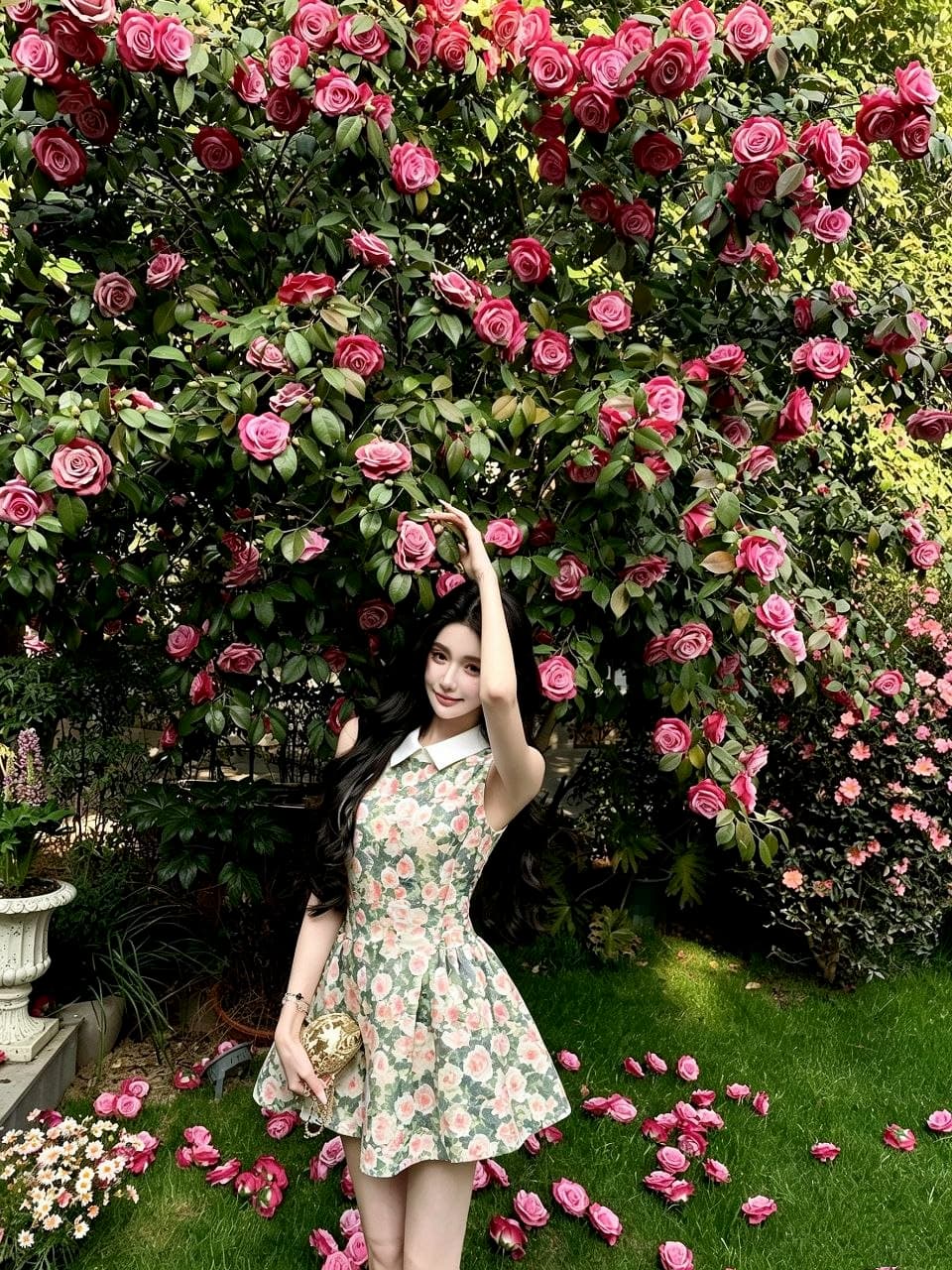 Dress Floral Wanita Korean Style | Mini Dress Fake Two Piece Kerah Kemeja | Dress A-Line Slim Fit Elegan