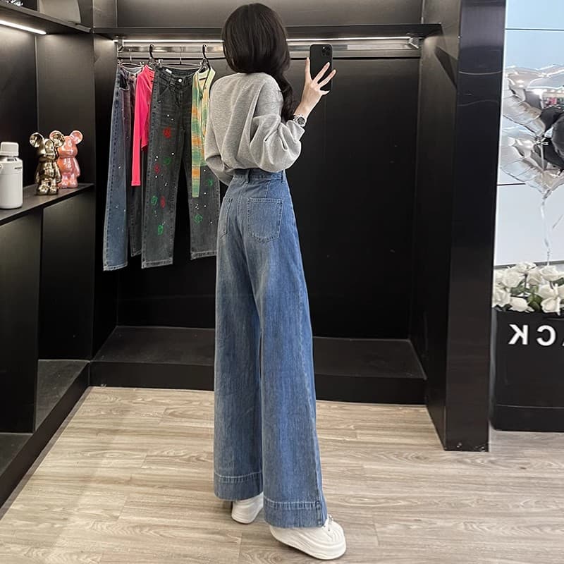 Celana Jeans Wide Leg Wanita High Waist | Denim Vintage Loose Fit | Celana Panjang Baggy Kekinian