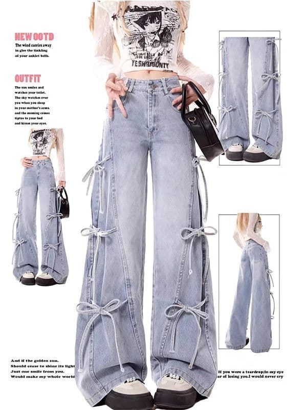 Celana Jeans Wide Leg Wanita Jumbo | High Waist Denim Pita Vintage | Celana Baggy Korean Style Plus Size