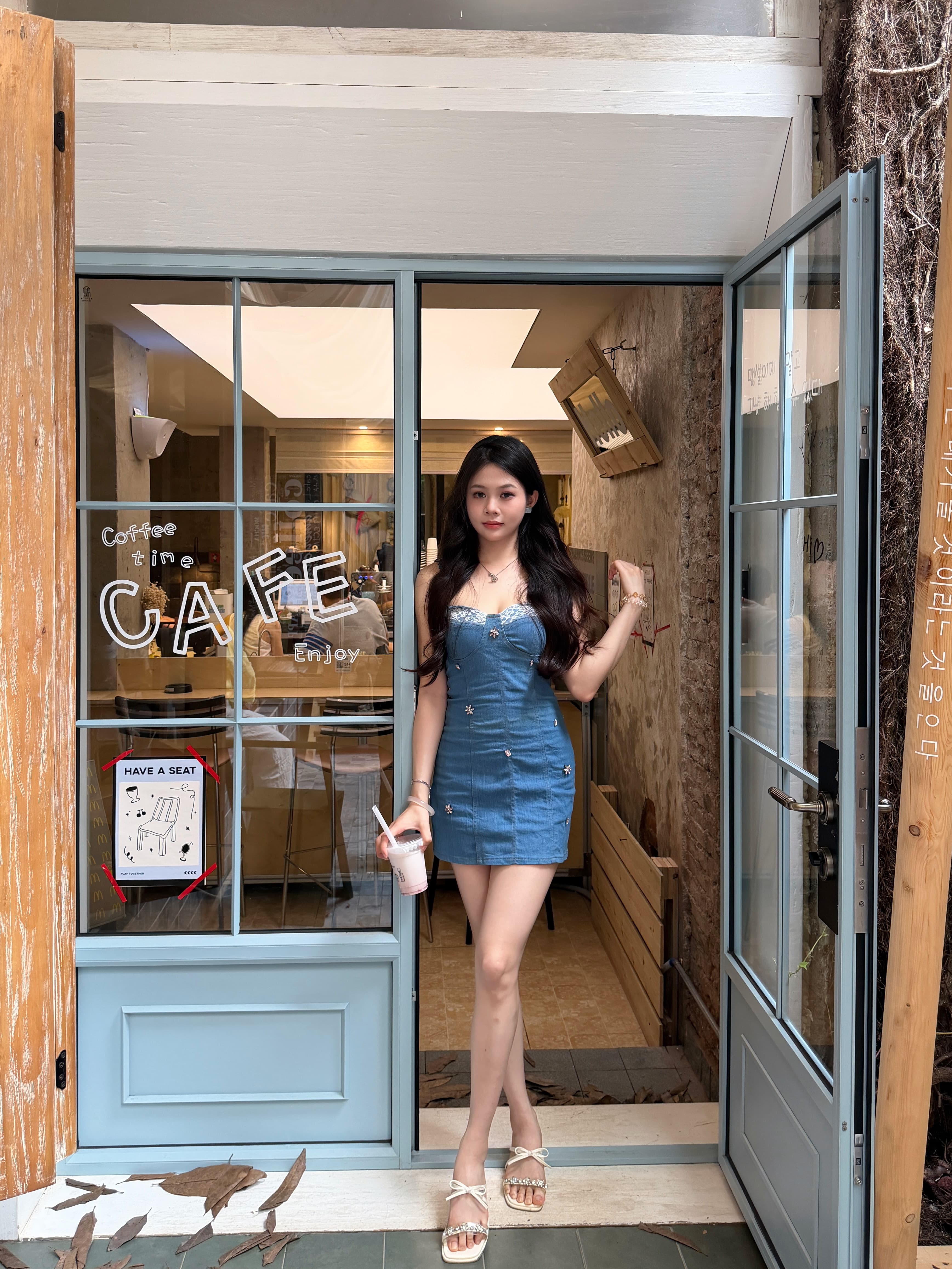 Dress Denim Mini Wanita Korean Style | Dress Sabrina Tali Spaghetti Slim Fit | Mini Dress Jeans Kekinian