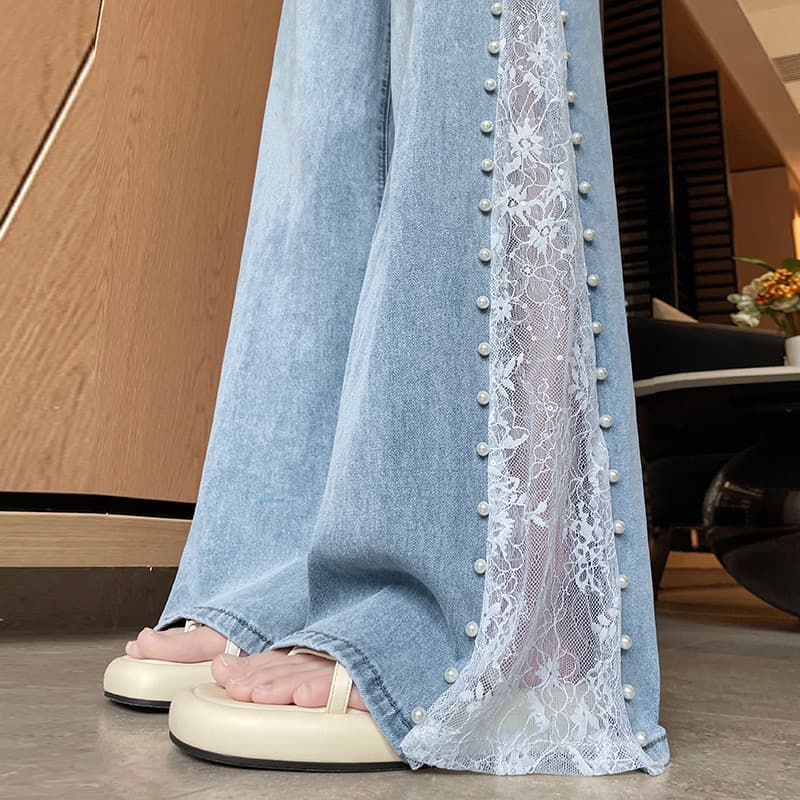Celana Jeans Wide Leg Wanita High Waist | Denim Renda Tencel Premium | Celana Korean Style Elegan