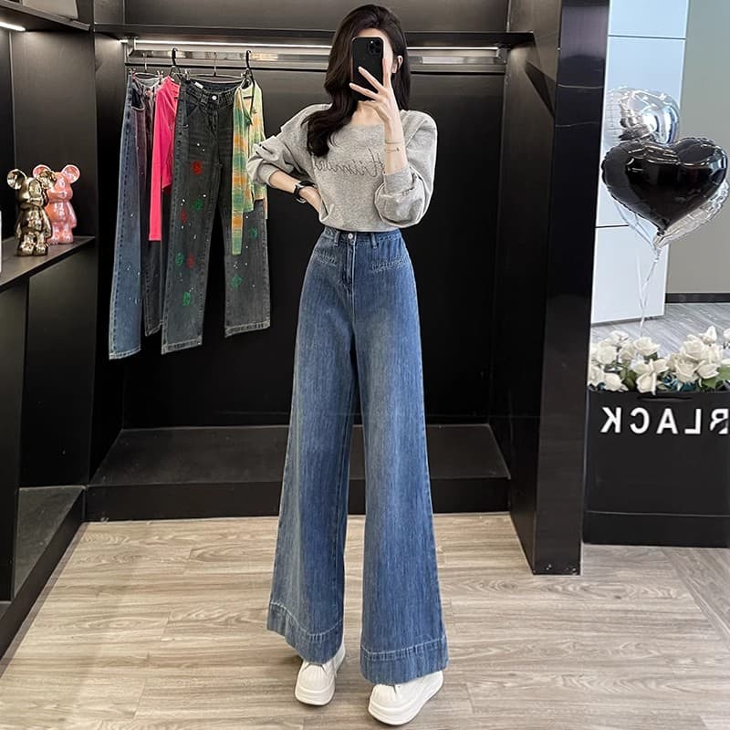 Celana Jeans Wide Leg Wanita High Waist | Denim Vintage Loose Fit | Celana Panjang Baggy Kekinian