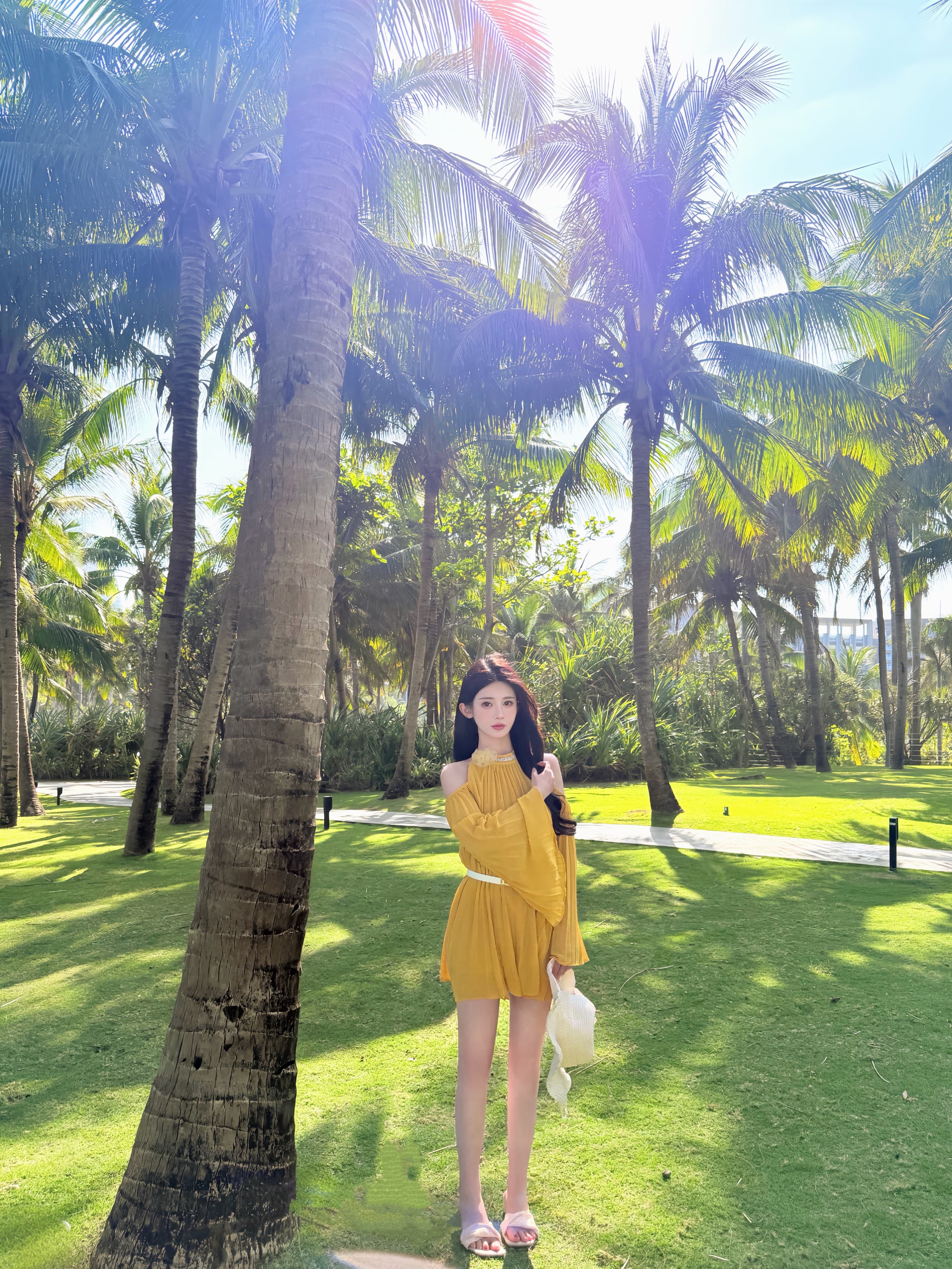 Dress Floral Kuning Wanita | Dress Off Shoulder Lengan Panjang Bell Sleeve | Mini Dress Chiffon Elegan Slim Fit