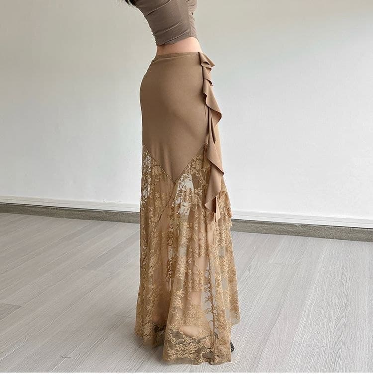 Rok Bodycon Renda Wanita Low Waist | Rok Midi Mermaid Vintage | Korean Chic Style Elegan
