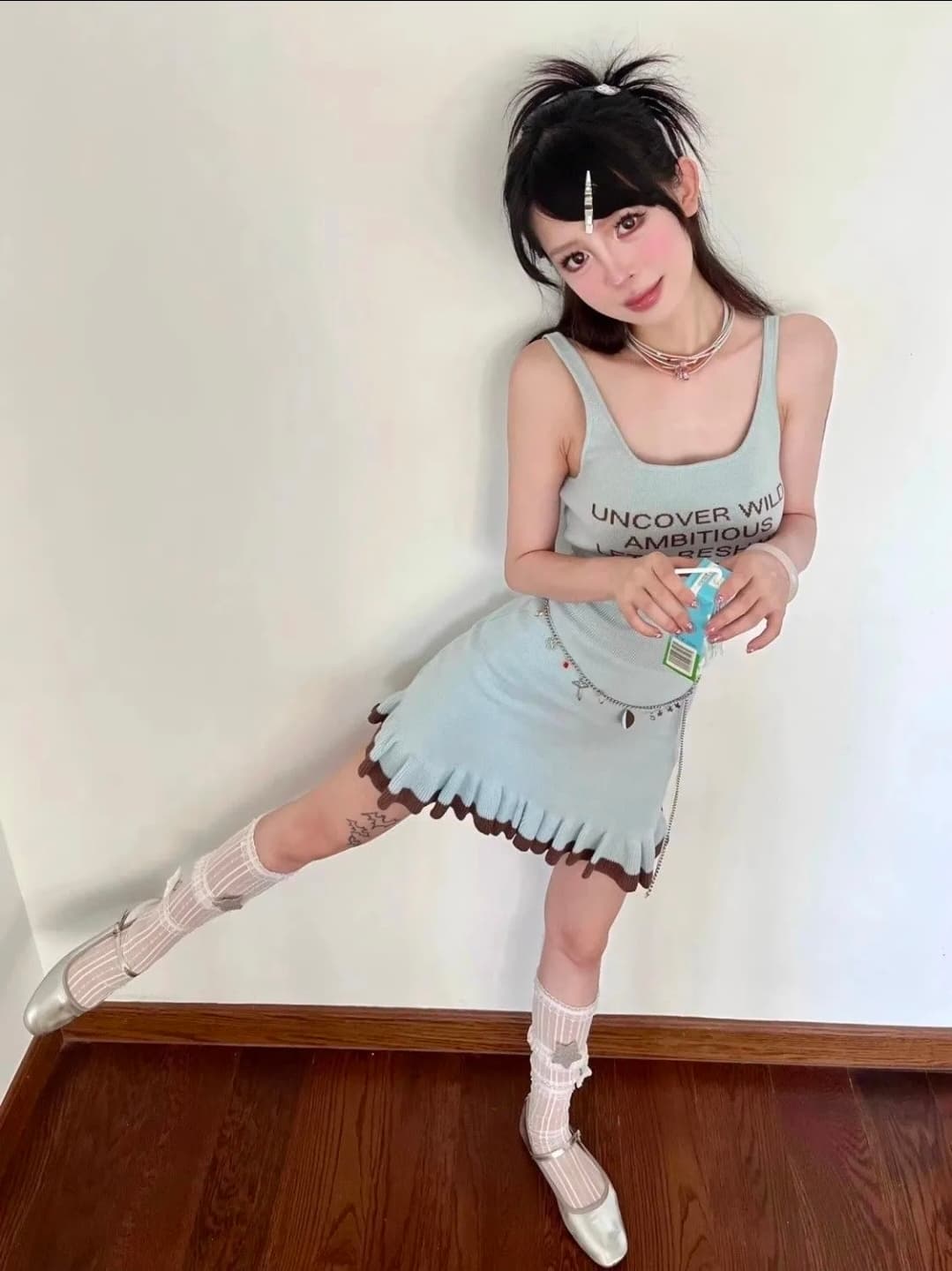 Dress Rajut Tali Wanita Motif Print | Mini Dress Backless Korean Style | Dress Slim Fit Colorblock Kekinian