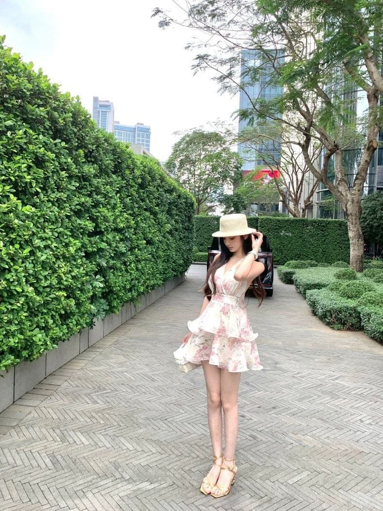 Dress Halter Wanita Motif Floral Ruffle Slim Fit Summer Dress Liburan Korean Style