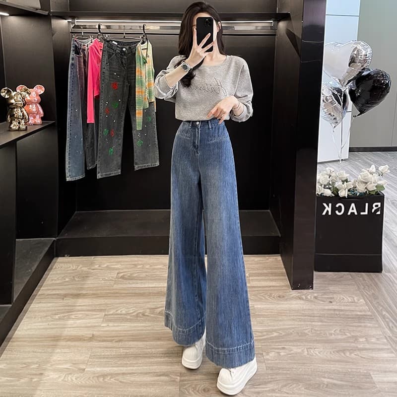 Celana Jeans Wide Leg Wanita High Waist | Denim Vintage Loose Fit | Celana Panjang Baggy Kekinian