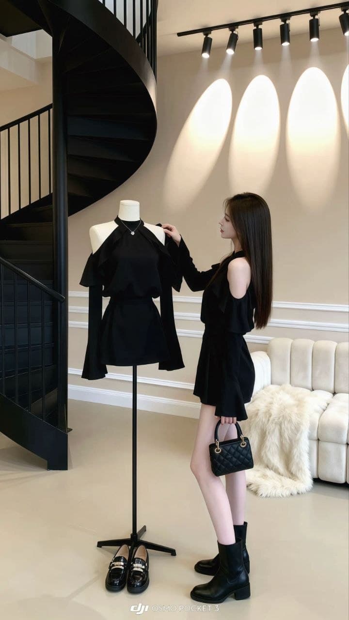 Dress Mini Wanita Gaya Prancis, Lengan Flare Ruffle, Off-Shoulder, Model Halter, A-Line, Pinggang Ramping