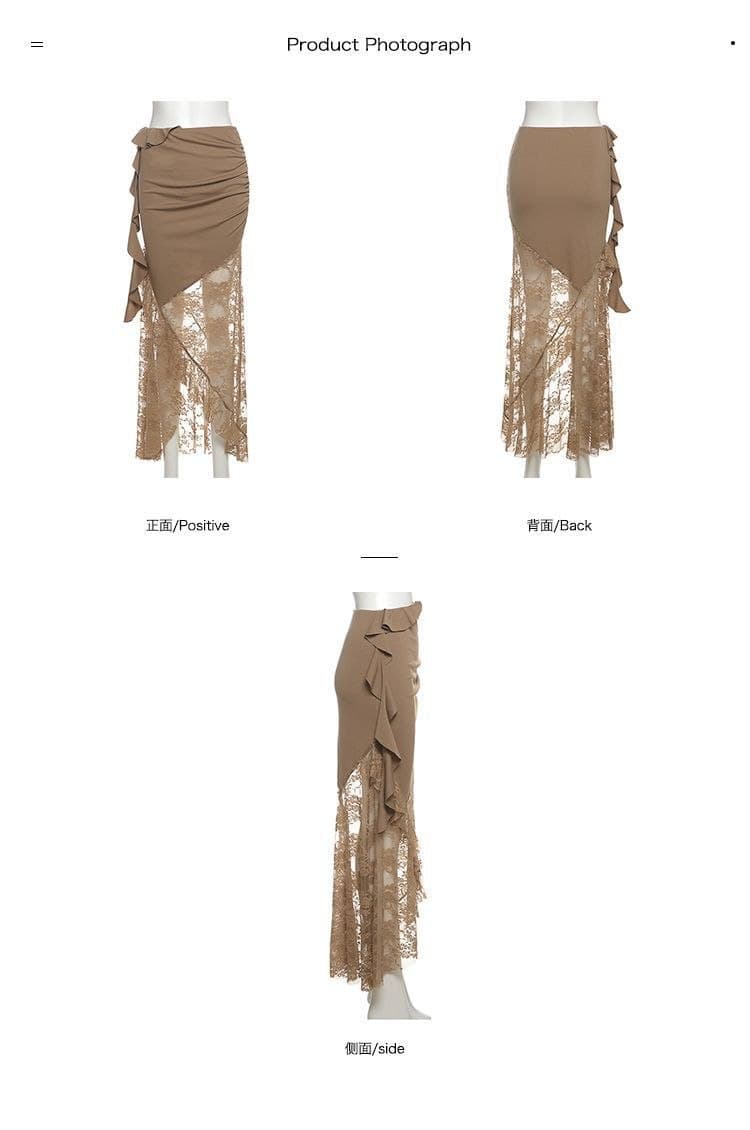 Rok Bodycon Renda Wanita Low Waist | Rok Midi Mermaid Vintage | Korean Chic Style Elegan