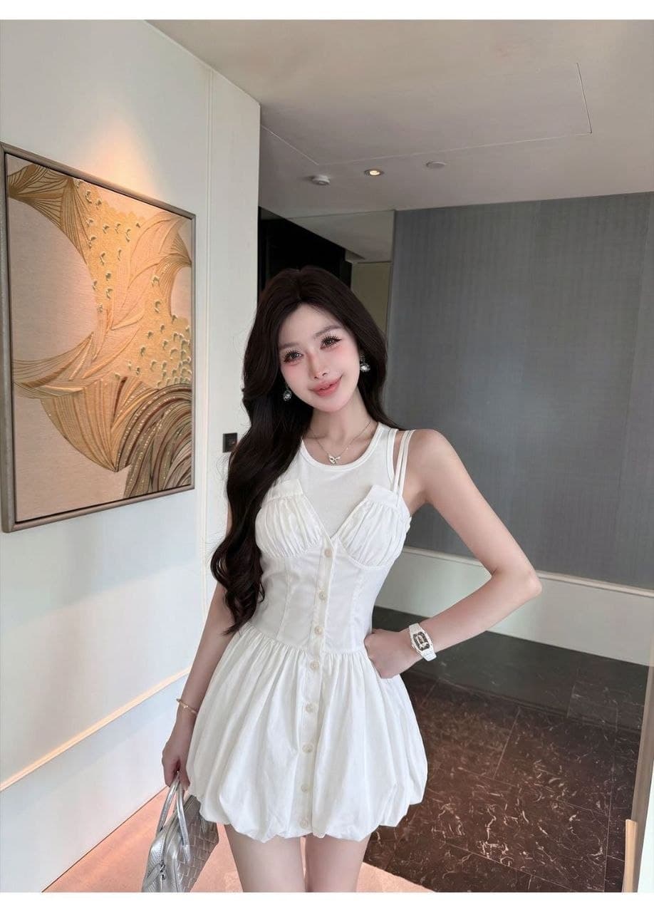 Set Outfit French Style Wanita | Tube Top Asimetris & Rok High Waist | Korean Chic Elegan 2in1Set Outfit Dress Korea Wanita | Tank Top & Mini Dress High Waist | Korean Sweet Style Elegan 2in1