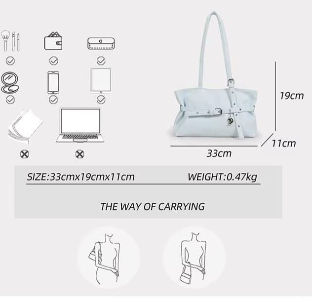 Panduan ukuran Tas Tote Wanita Premium | Shoulder Bag Elegan Korean Style | Tas Hobo Fashion untuk Kerja & Kuliah