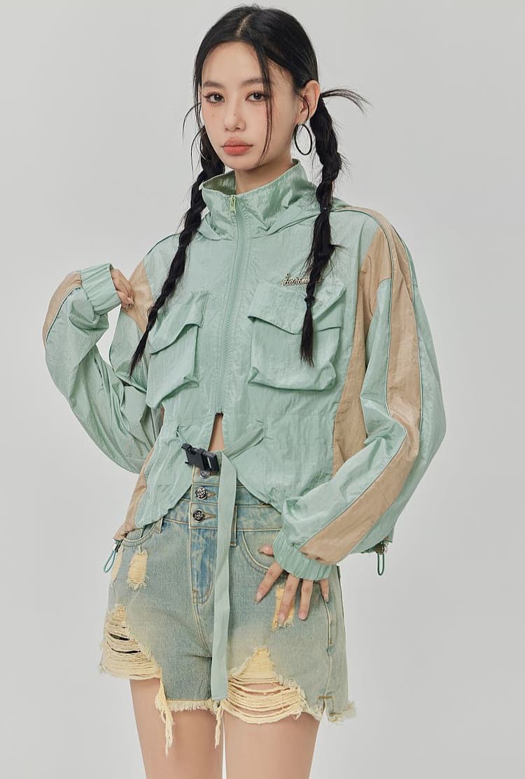 Jaket Outdoor Wanita Colorblock | Cargo Jacket Mountain Style | Outer Camping Korean Vintage