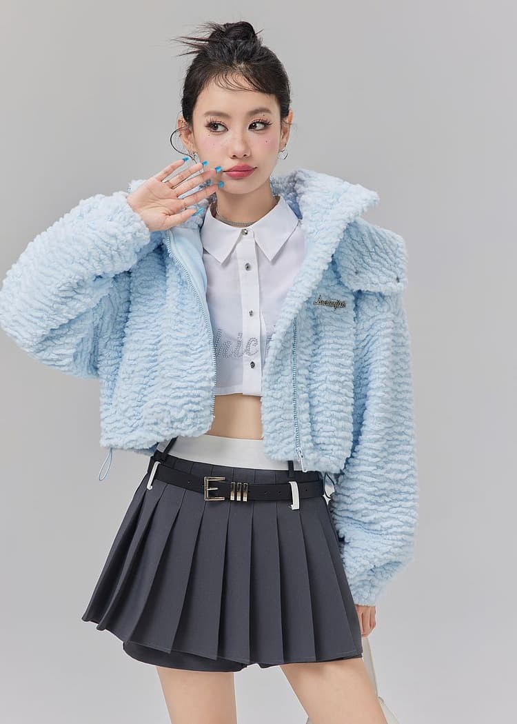 Jaket Bulu Pendek Wanita | Furry Jacket Soft Cloud Premium | Outer Hangat Korean Style Lucu