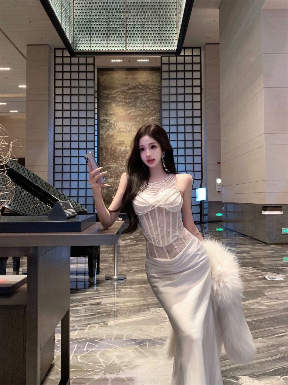 Setelan Wanita 2 Pcs Bustier Korset dan Rok Midi Premium Elegan Korean Style Old Money
