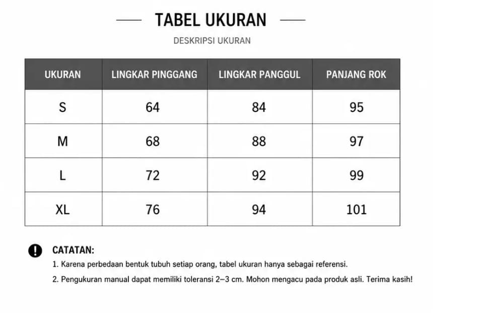 Panduan ukuran Rok Denim Mermaid Wanita High Waist | Rok Midi Mesh Patchwork Asimetris | Rok Korean Style Elegan